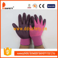 Rose Red Nylon con Dark Purp Nitrile Glove-Dnn818